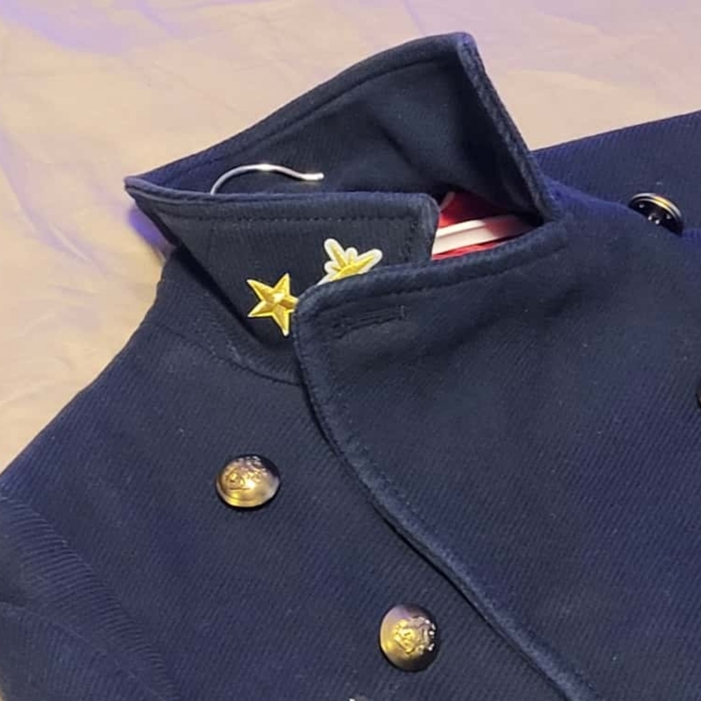 Abercrombie and Fitch Navy Pea Coat with Designer Applique - Picture 2 of 9